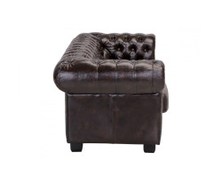 Třímístná pohovka Chesterfield z pravé hnědé kůže