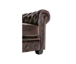 Dvoumístná pohovka Chesterfield z pravé hnědé kůže