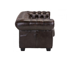 Dvoumístná pohovka Chesterfield z pravé hnědé kůže