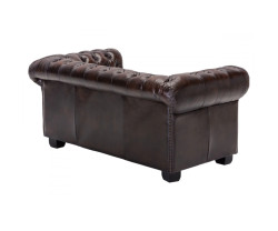 Dvoumístná pohovka Chesterfield z pravé hnědé kůže
