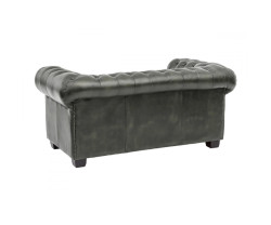 Dvoumístná pohovka Chesterfield z pravé kůže v zelené barvě
