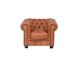 Křeslo Chesterfield z pravé kůže, vintage cracker