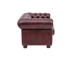 Dvoumístná pohovka Chesterfield z červené pravé kůže