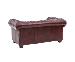 Dvoumístná pohovka Chesterfield z červené pravé kůže