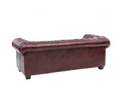 Třímístná pohovka Chesterfield z pravé kůže červené barvy