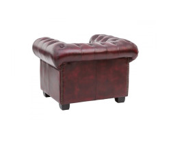 Křeslo Chesterfield z pravé kůže, červené