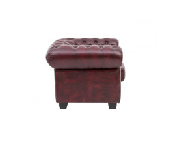 Křeslo Chesterfield z pravé kůže, červené