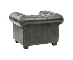 Křeslo Chesterfield z pravé kůže zelené