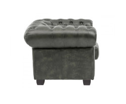 Křeslo Chesterfield z pravé kůže zelené