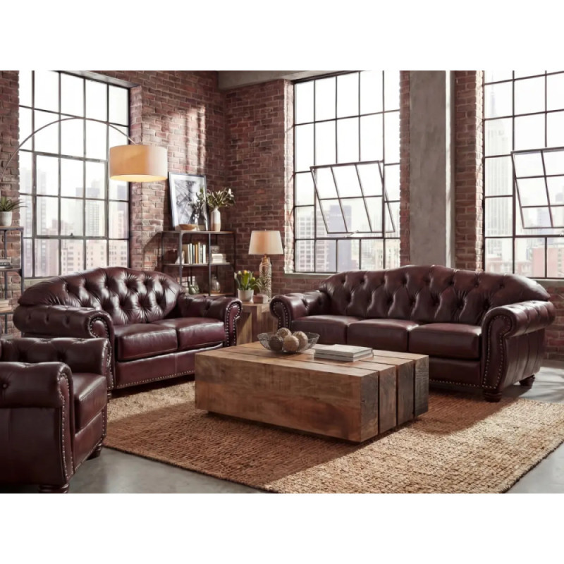 Garnitur1+2+3 Chesterfield Hereford antik rot