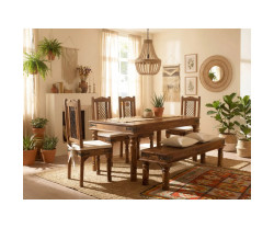 Jídelní set Merlow 178x90 + 4 židle + lavice akácie